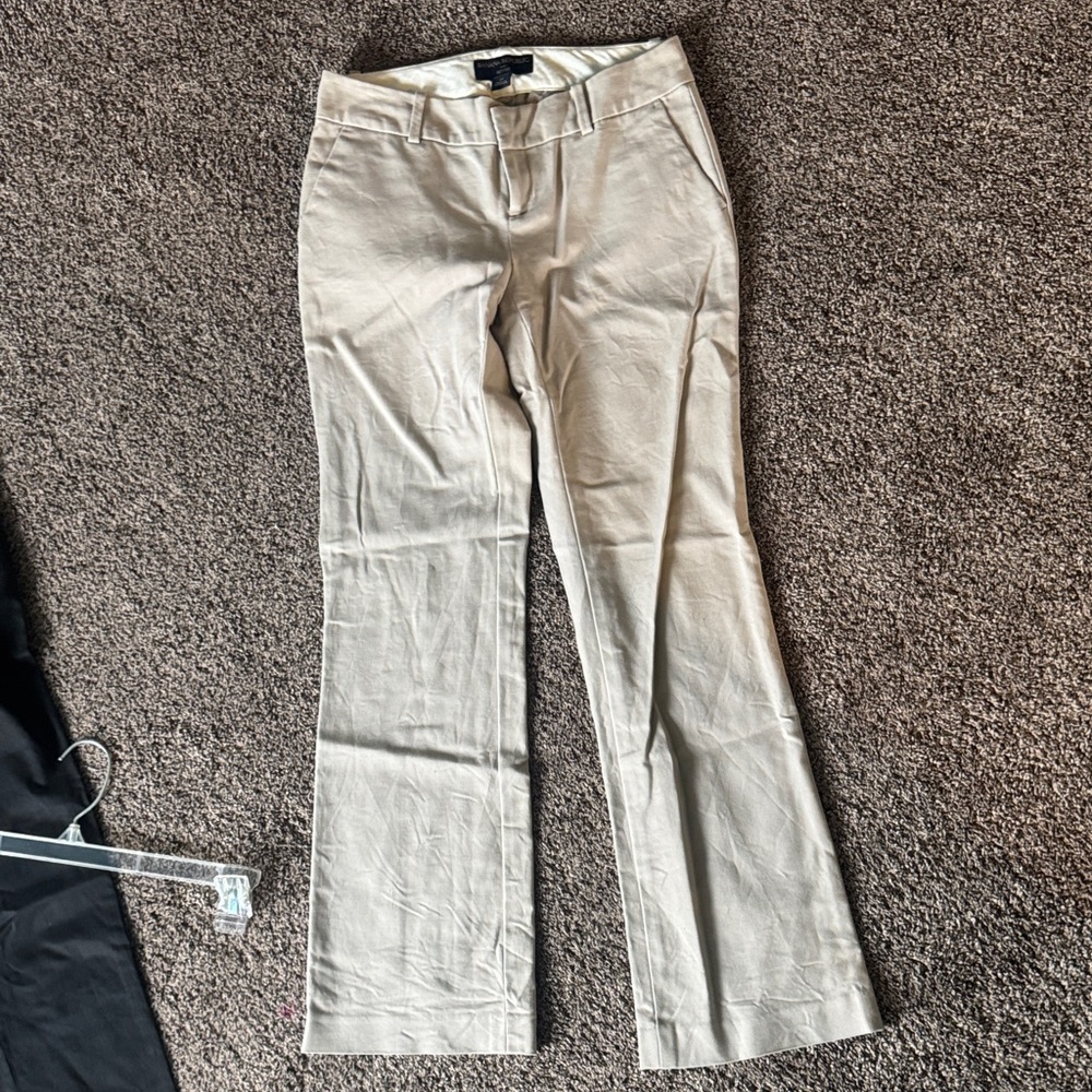 Beige Straight-Leg Trousers